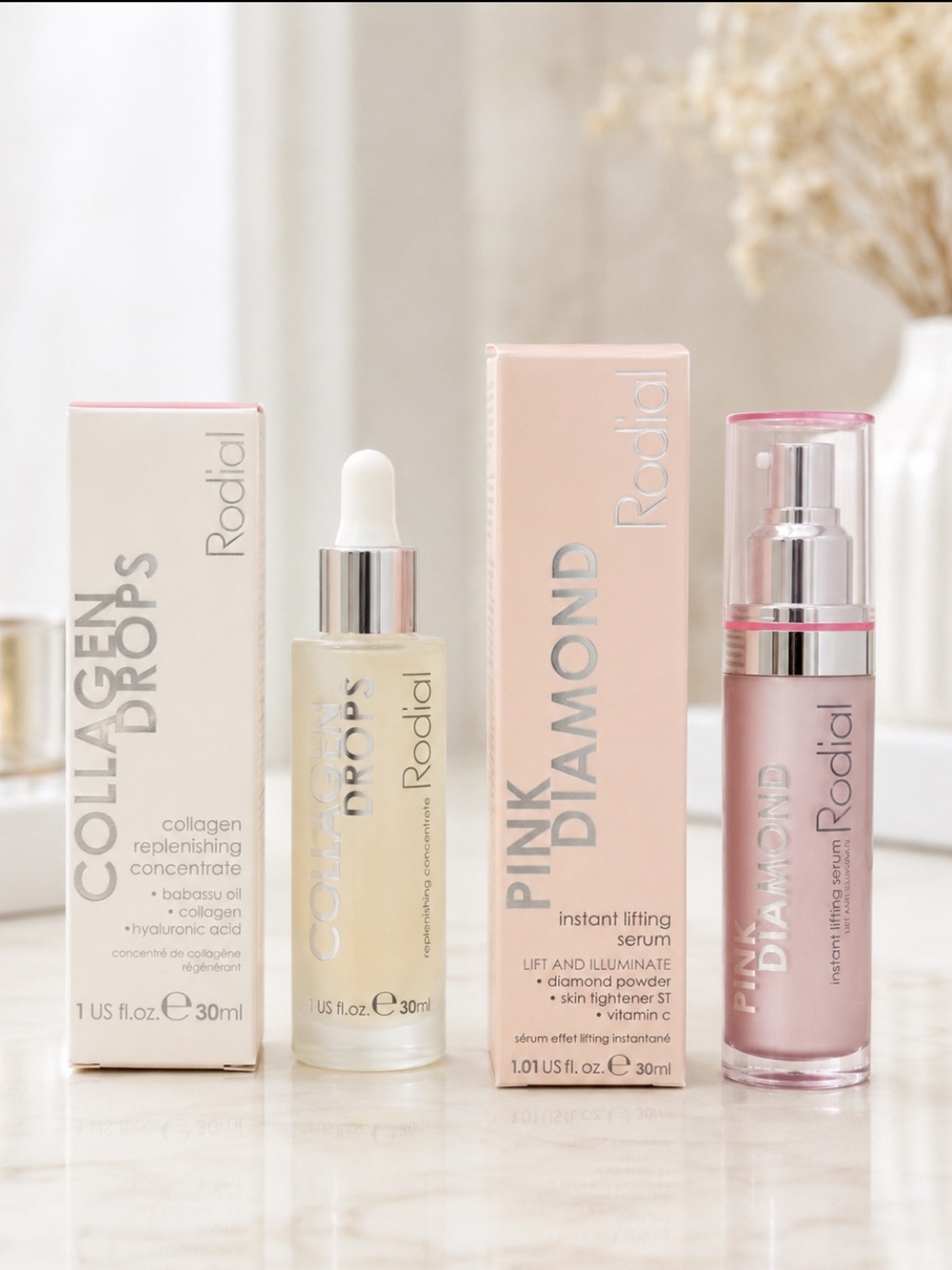 Rodial Collagen Drops + Pink Diamond Instant Lifting Serum 30ml Duo
